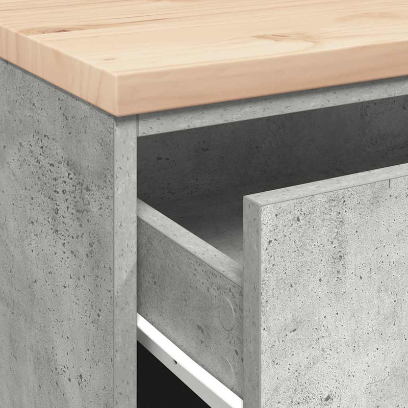 Garage Storage Cabinet Concrete Grey 60x51x85 cm Solid Wood Pine