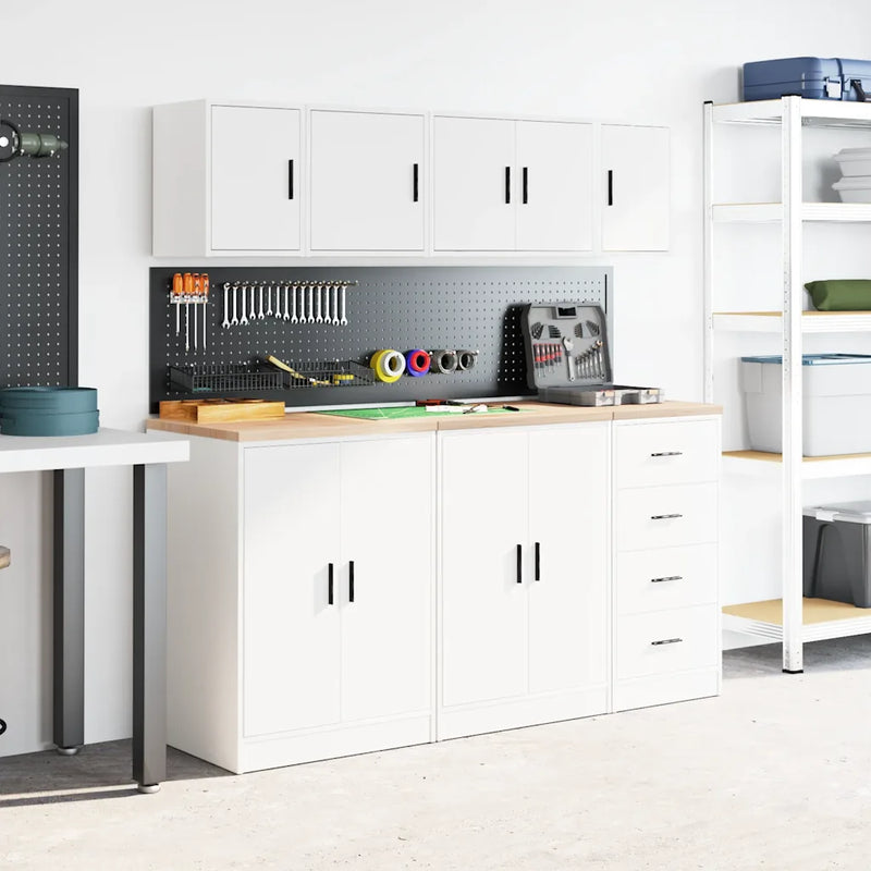 Garage Wall Cabinet White Engineered Wood