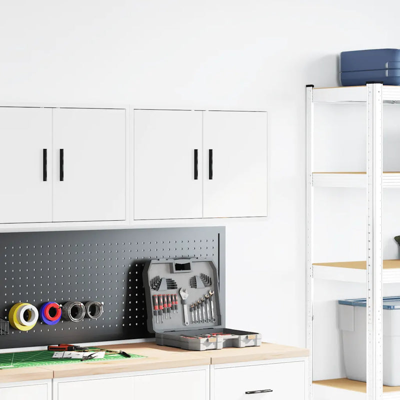 Garage Wall Cabinet White Engineered Wood