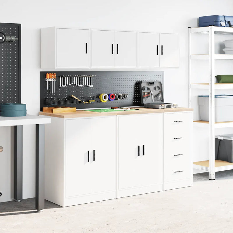 Garage Wall Cabinet White Engineered Wood