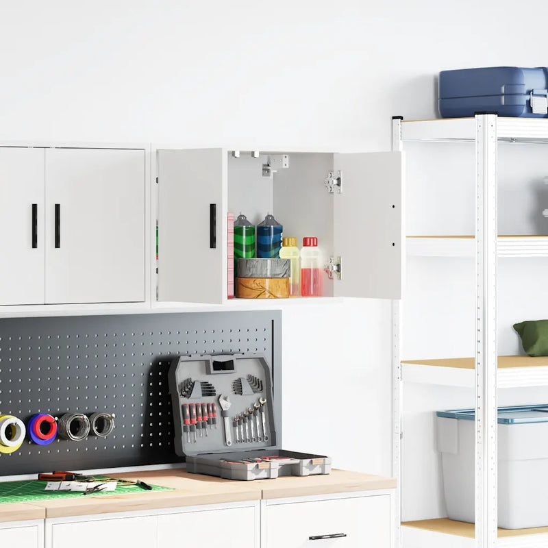 Garage Wall Cabinet White Engineered Wood