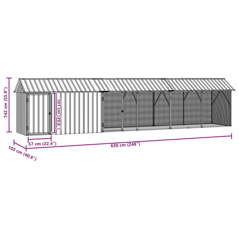 Bird Cage Anthracite 630 x 103 x 142 cm Galvanised Steel