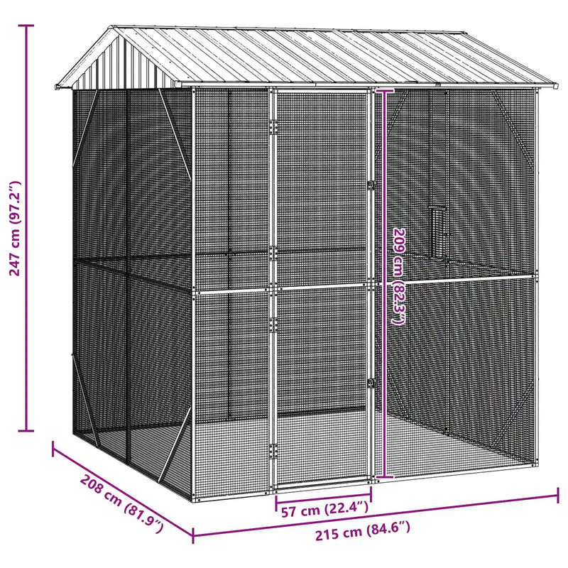 Bird Cage Anthracite 215 x 208 x 247 cm Galvanised Steel