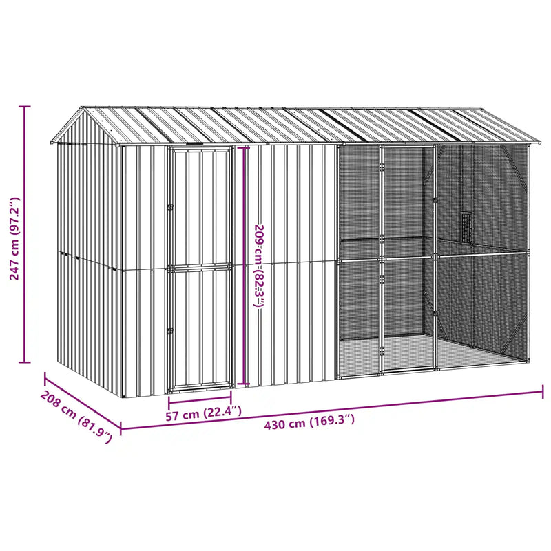 Bird Cage Anthracite 430 x 208 x 247 cm Galvanised Steel