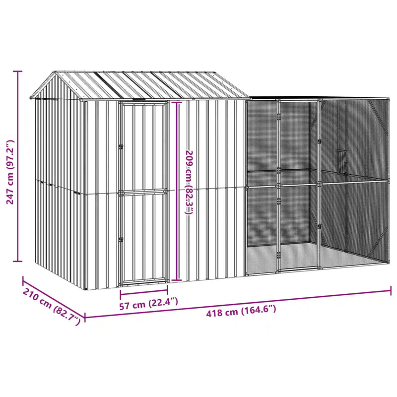 Bird Cage Anthracite 418 x 210 x 247 cm Galvanised Steel