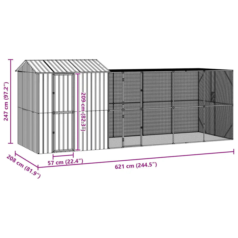 Bird Cage Anthracite 621 x 208 x 247 cm Galvanised Steel
