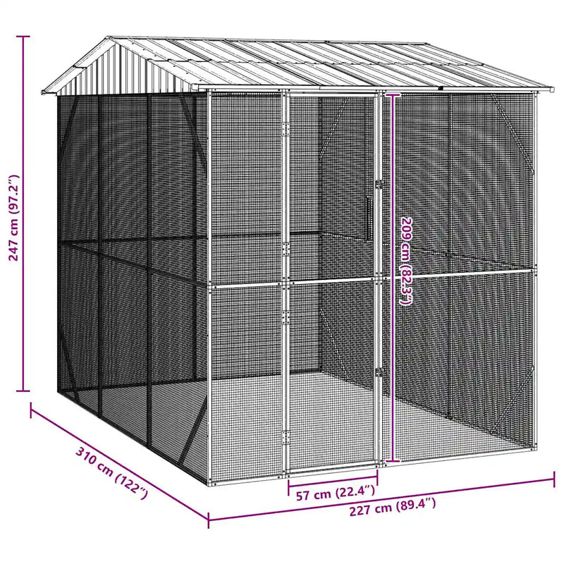 Bird Cage Anthracite 227 x 310 x 247 cm Galvanised Steel