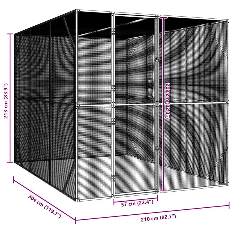 Bird Cage Anthracite 210 x 304 x 213 cm Galvanised Steel