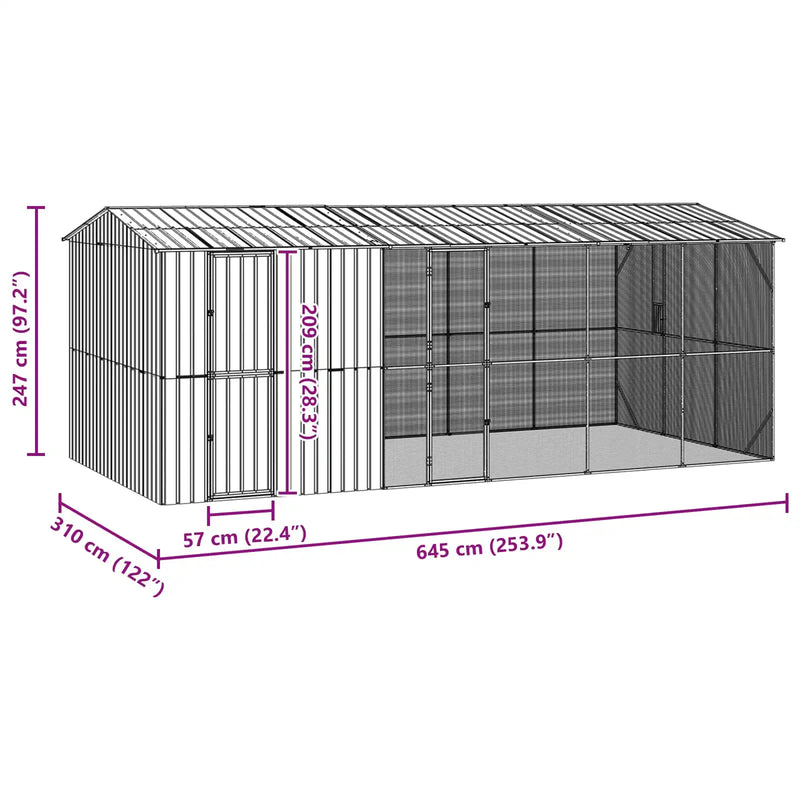 Bird Cage Anthracite 645 x 310 x 247 cm Galvanised Steel
