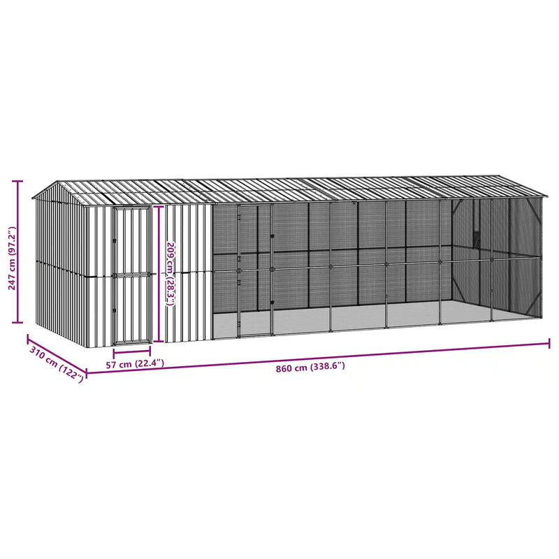 Bird Cage Anthracite 860 x 310 x 247 cm Galvanised Steel