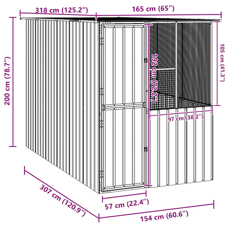 Bird Cage Anthracite 165 x 318 x 200 cm Galvanised Steel