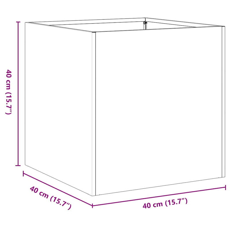 vidaXL Planter Black 40x40x40 cm Cold-rolled Steel