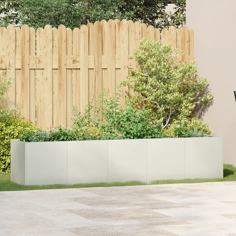 Planter White 200x40x40 cm Cold-rolled Steel