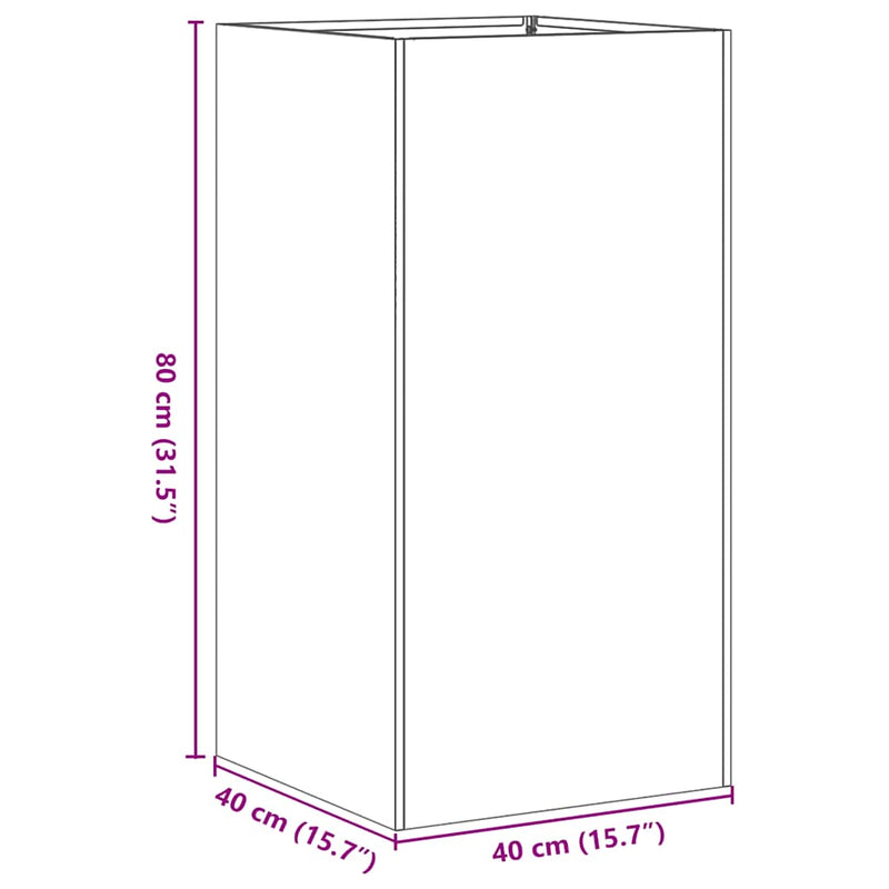 vidaXL Planter Black 40x40x80 cm Cold-rolled Steel