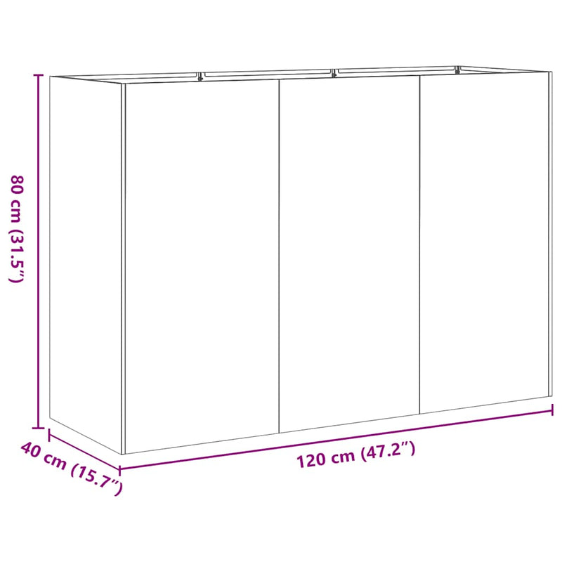 vidaXL Planter Black 120x40x80 cm Cold-rolled Steel