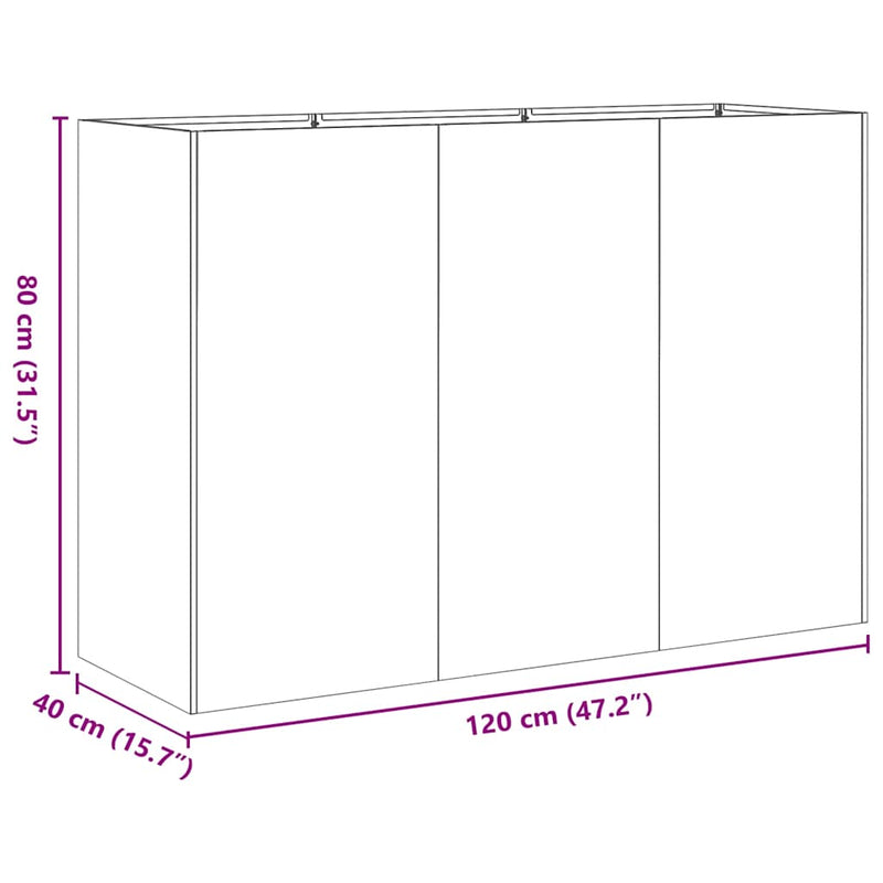vidaXL Planter 120x40x80 cm Galvanised Steel