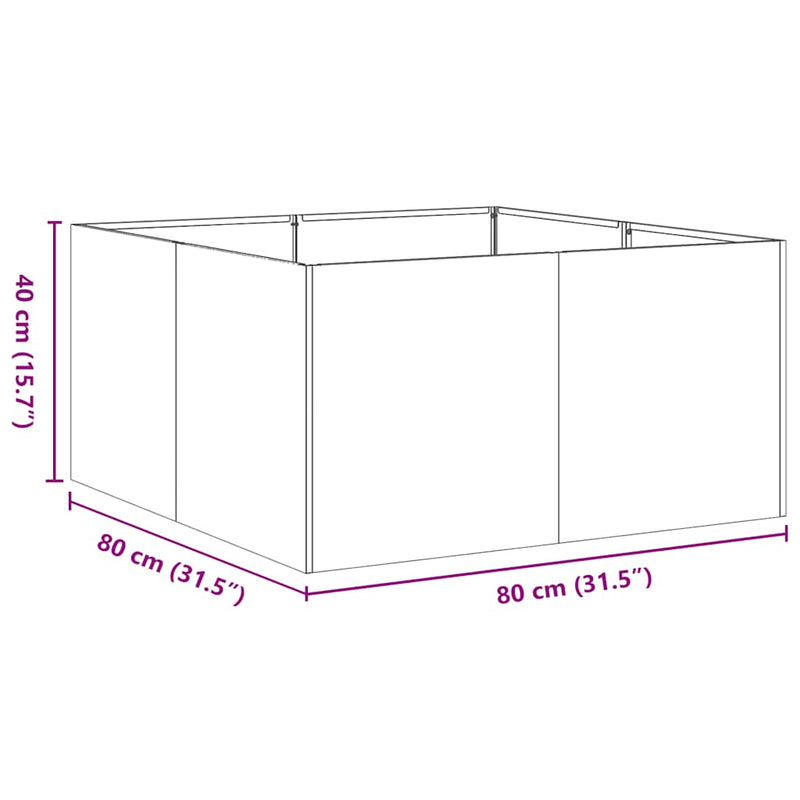 vidaXL Planter Anthracite 80x80x40 cm Cold-rolled Steel