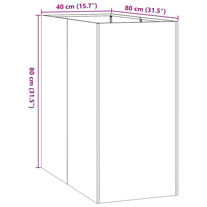 vidaXL Planter Black 40x80x80 cm Steel