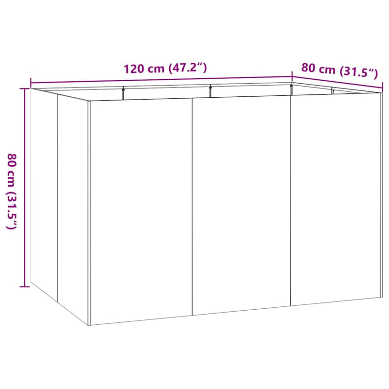 vidaXL Planter 120x80x80 cm Galvanised Steel