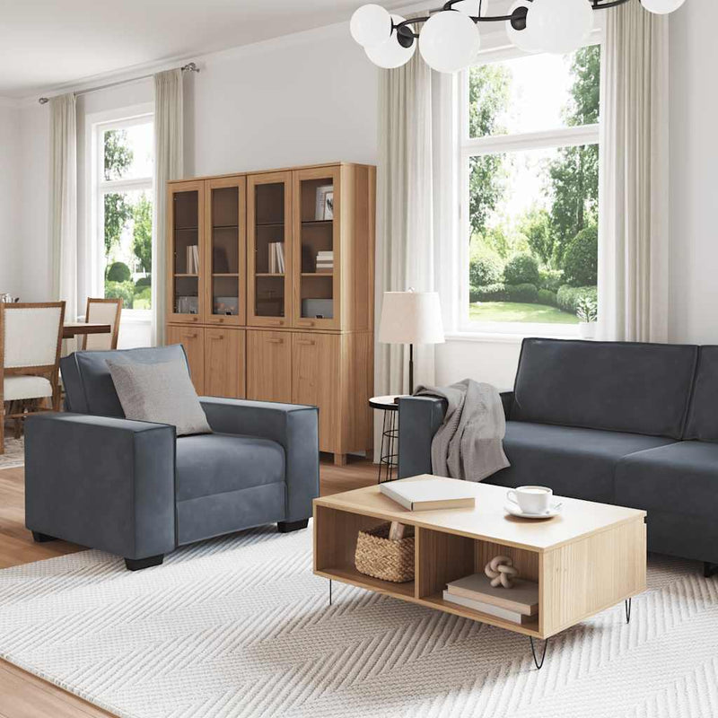 vidaXL 3 Piece Sofa Set with Cushions Dark Grey Velvet