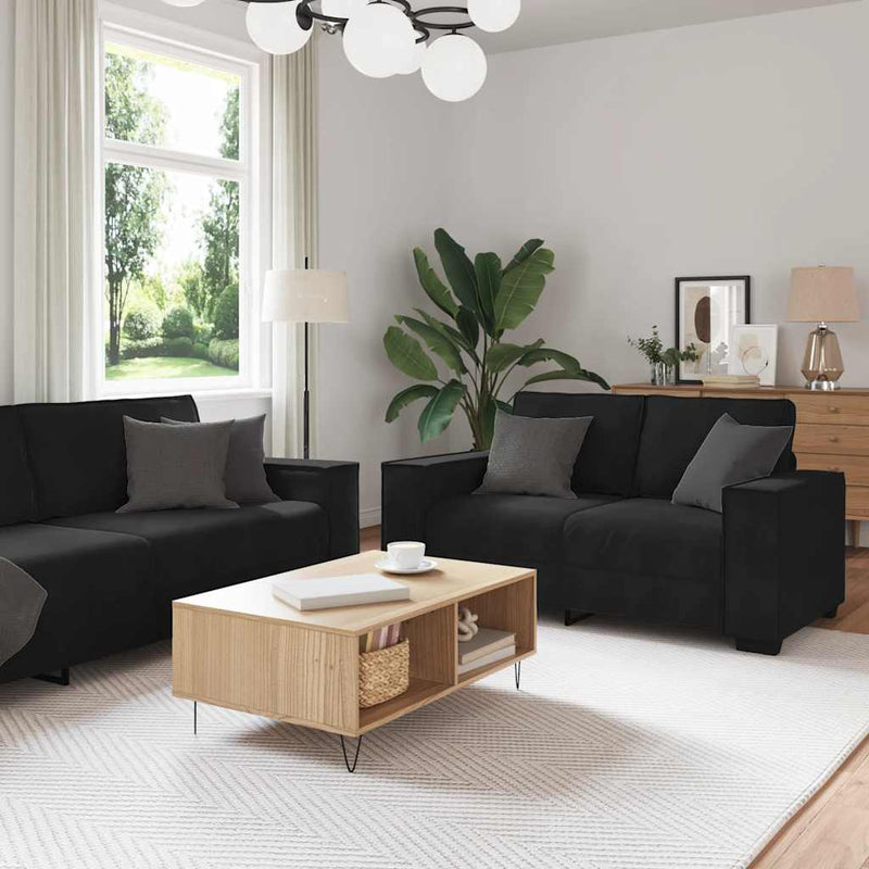 vidaXL 3 Piece Sofa Set with Cushions Black Velvet