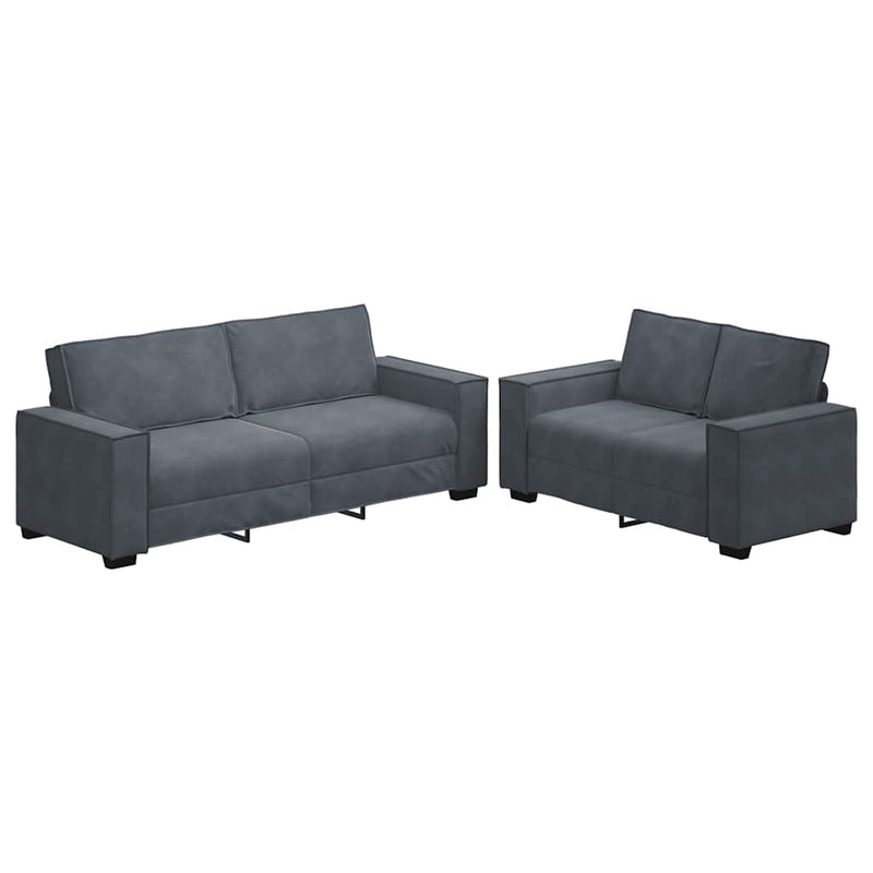 2 Piece Sofa Set with Cushions Dark Grey Velvet