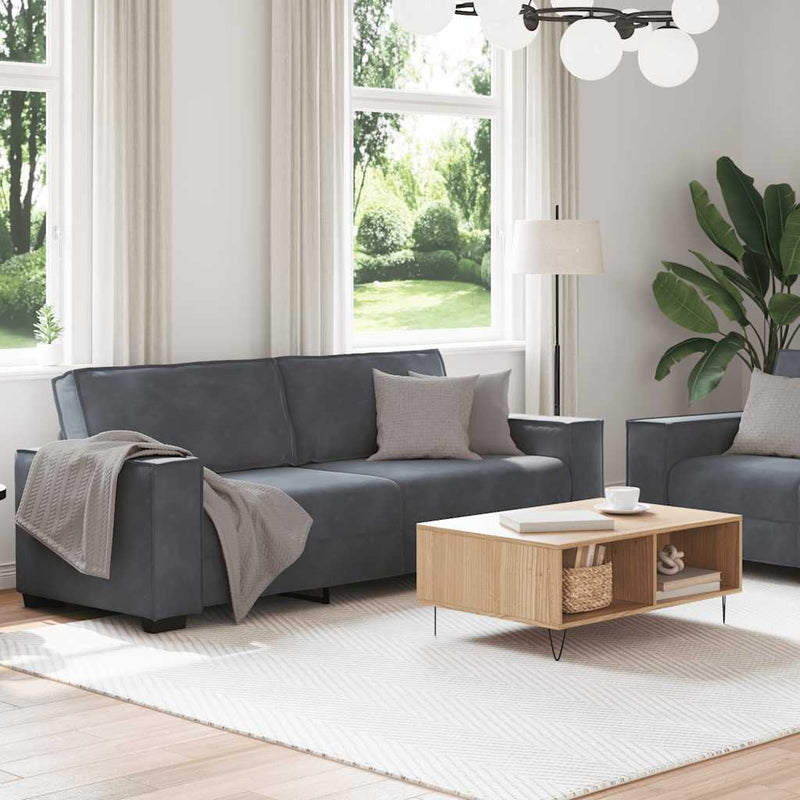 2 Piece Sofa Set with Cushions Dark Grey Velvet