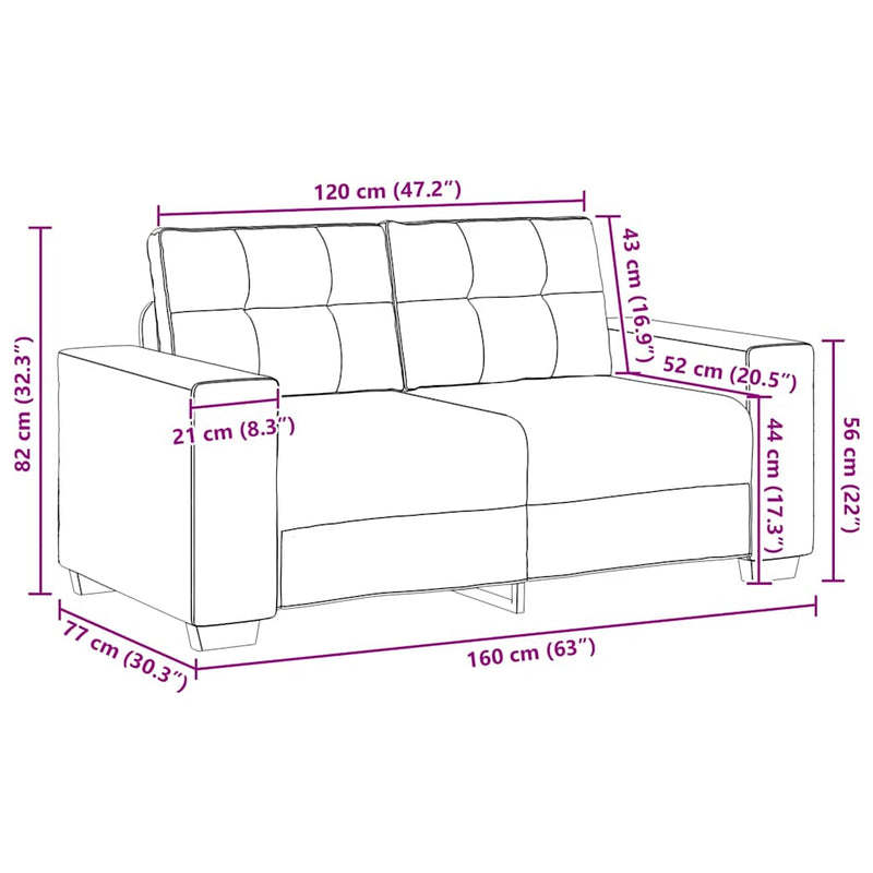 vidaXL 2 Piece Sofa Set with Cushions Dark Grey Fabric