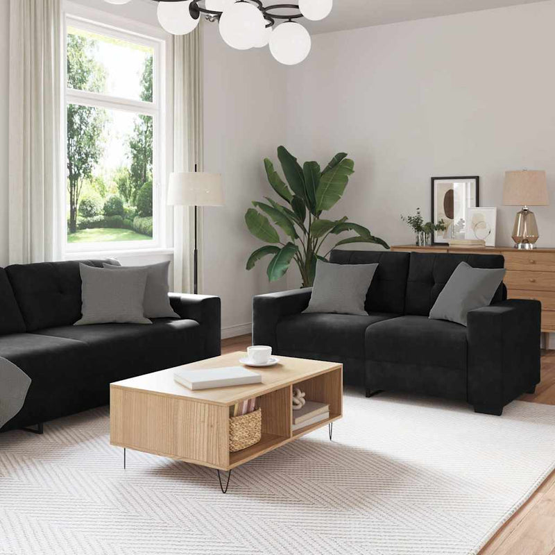 vidaXL 2 Piece Sofa Set with Cushions Black Velvet