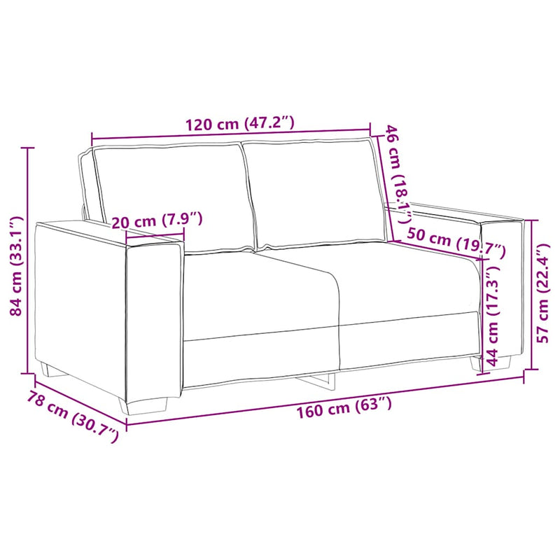 vidaXL 2-Seater Sofa Dark Grey 120 cm Velvet