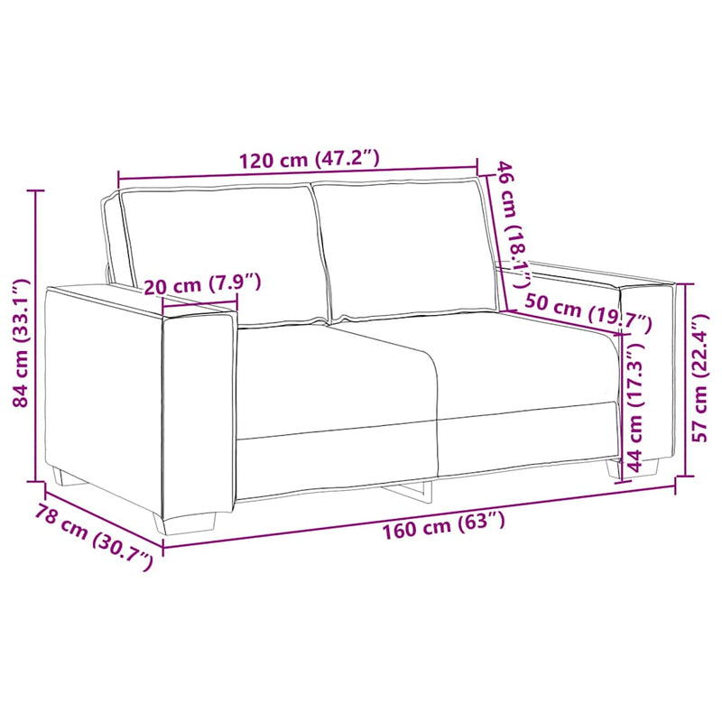 vidaXL 2-Seater Sofa Black 120 cm Velvet