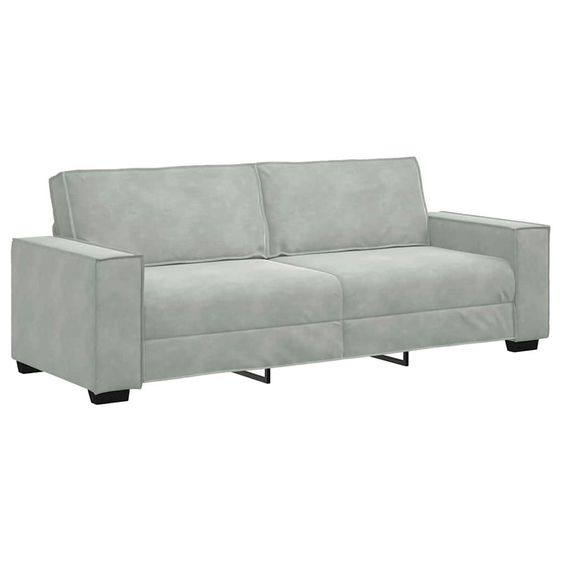 3-Seater Sofa Light Grey 180 cm Velvet