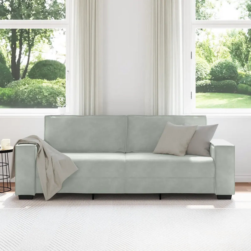 3-Seater Sofa Light Grey 220x78x84 cm Velvet