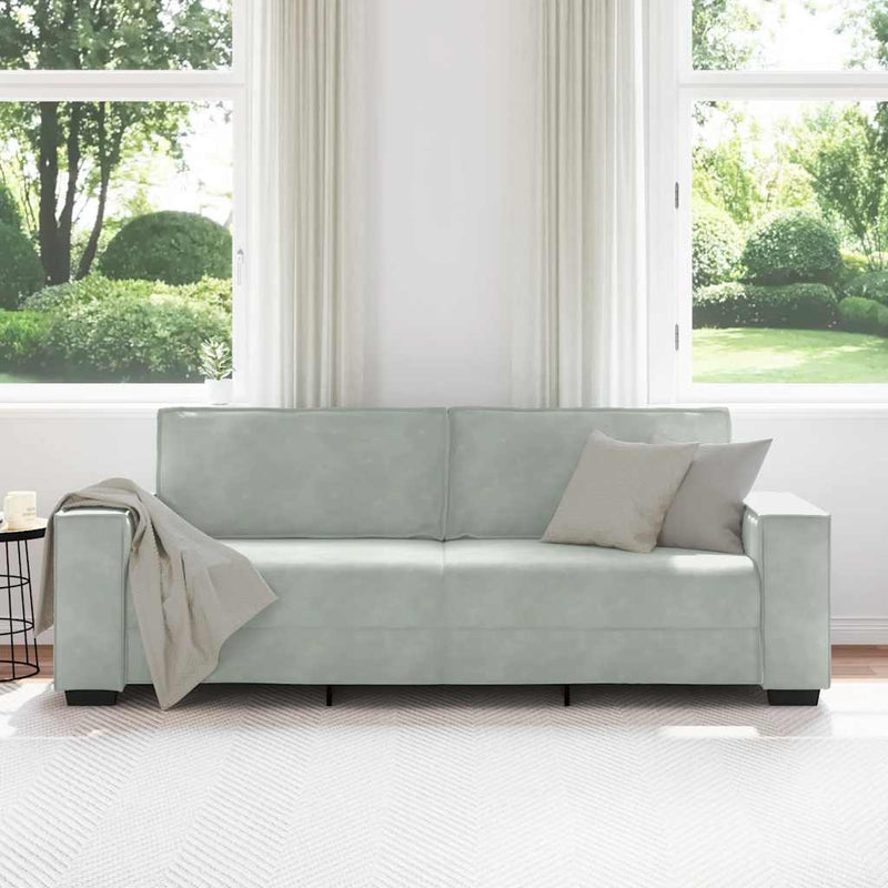 3-Seater Sofa Light Grey 180 cm Velvet