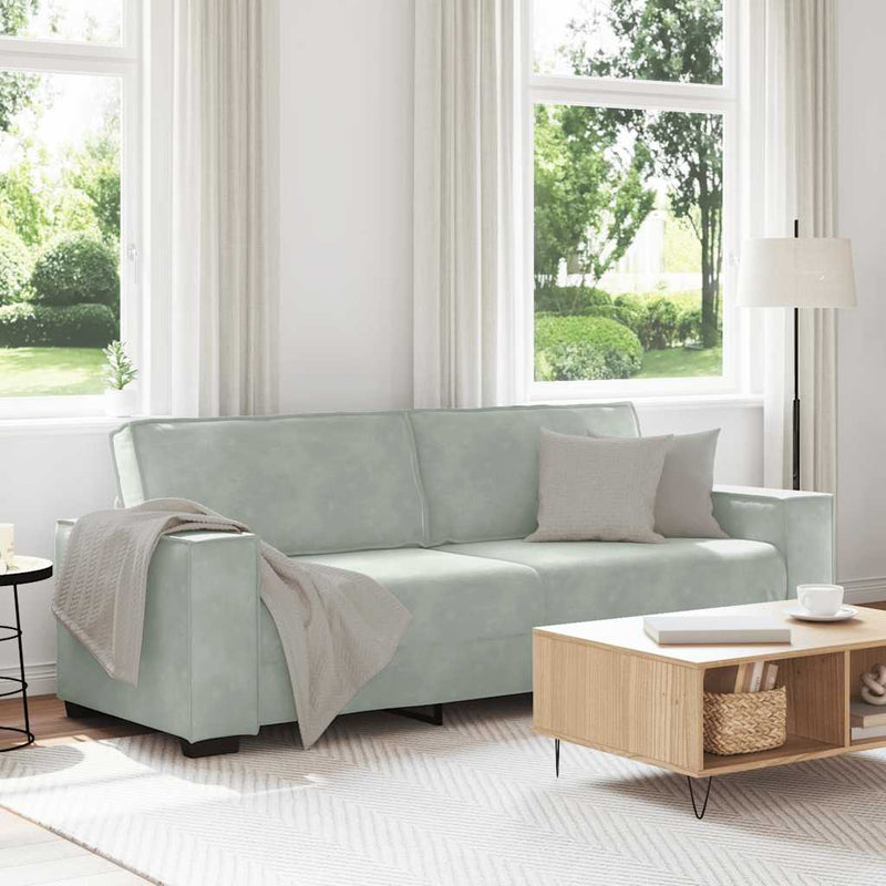 3-Seater Sofa Light Grey 180 cm Velvet