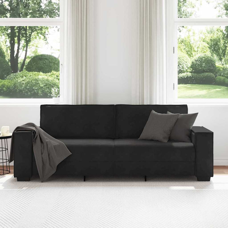 vidaXL 3-Seater Sofa Black 180 cm Velvet