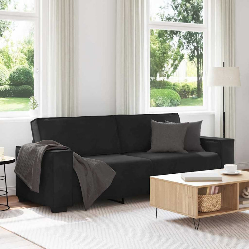 3-Seater Sofa Black 180 cm Velvet