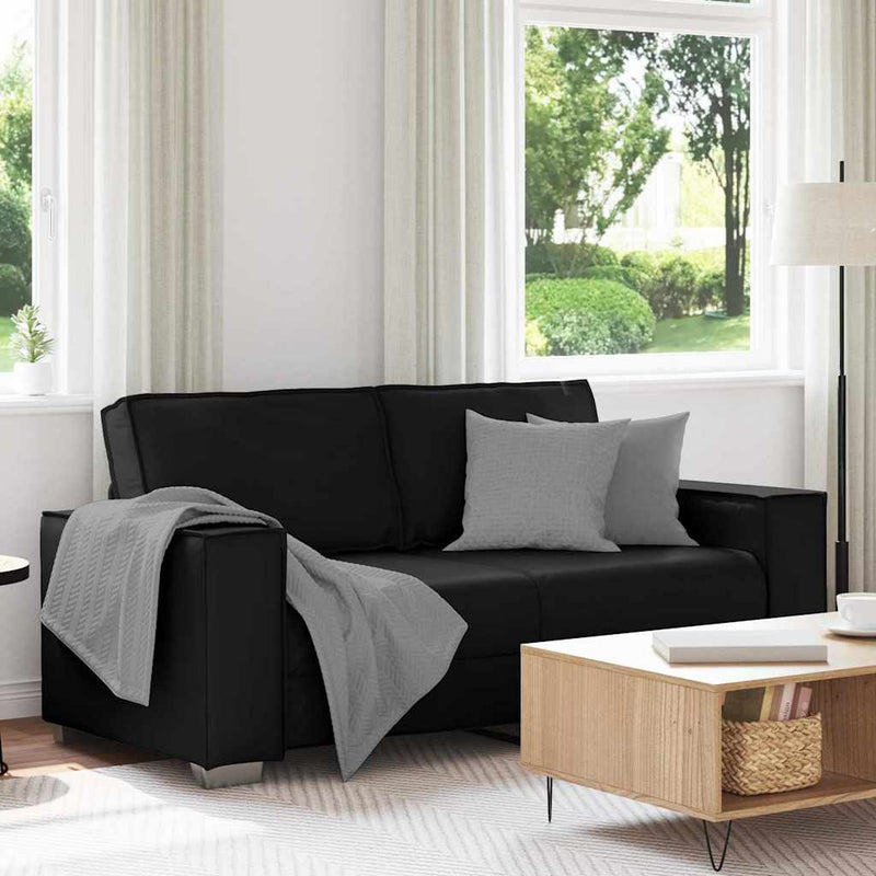 vidaXL 180 cm Loveseat Sofa with Cushion Black Faux leather