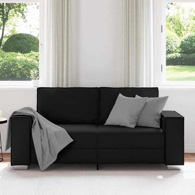 vidaXL 180 cm Loveseat Sofa with Cushion Black Faux leather
