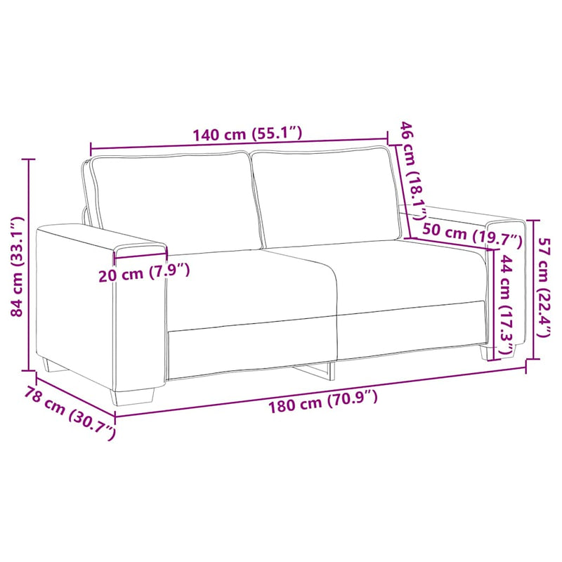 vidaXL 180 cm Loveseat Sofa with Cushion Black Faux leather