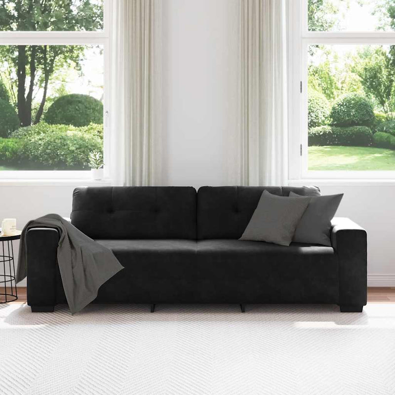 vidaXL 3-Seater Sofa Black 180 cm Velvet