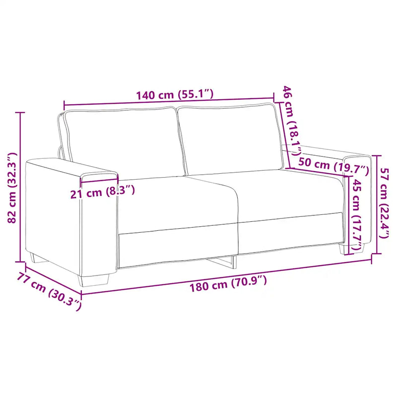 2-Seater Sofa Dark Grey 180x77x82 cm Fabric