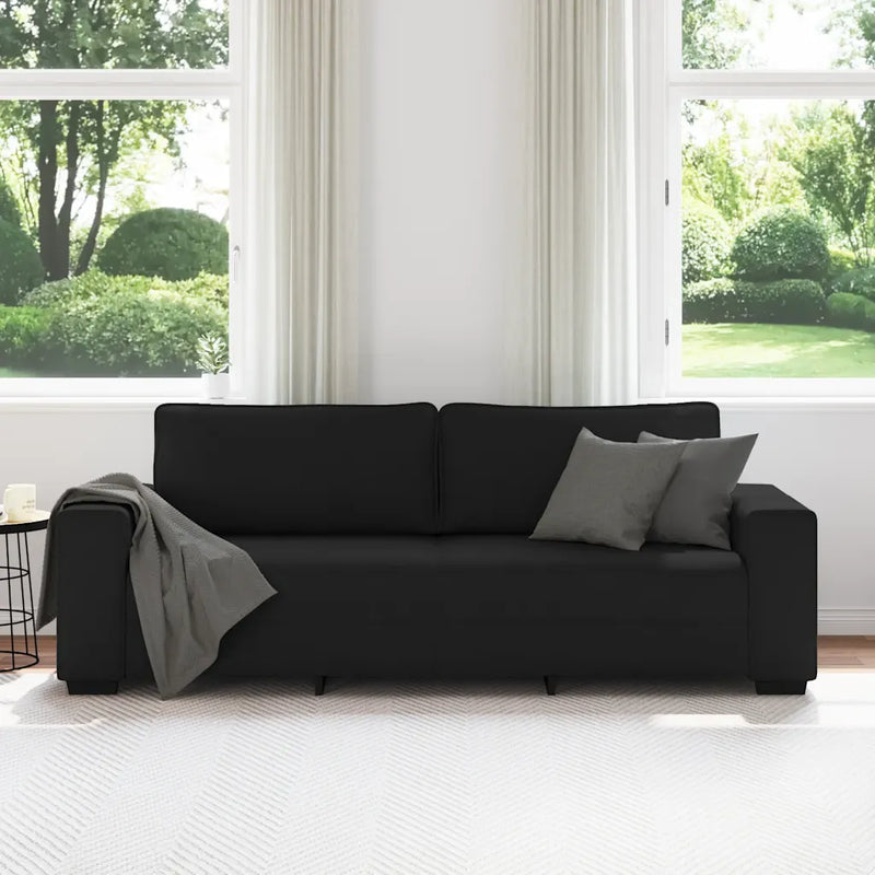 3-Seater Sofa��Black 220x77x82 cm Fabric