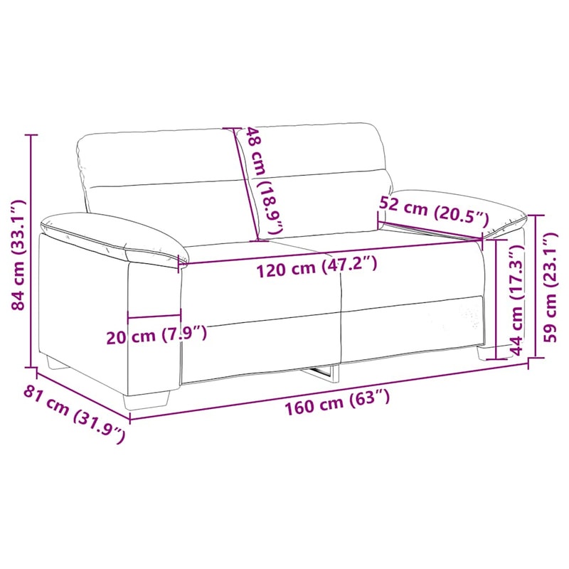 vidaXL 2-Seater Sofa Dark Grey 120 cm Fabric