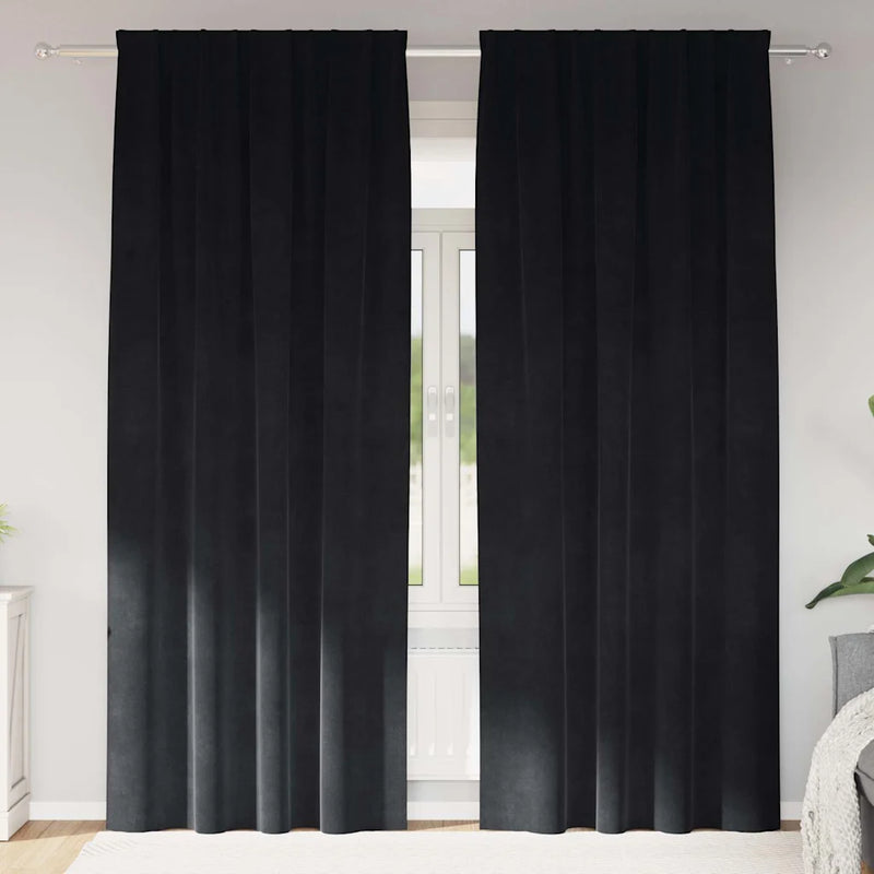 Blackout Curtains 2 pcs Black 140 x 225 cm Velvet