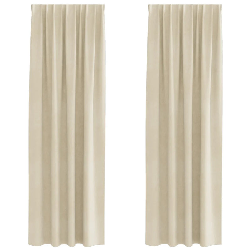 Blackout Curtains 2 pcs Cream 140 x 225 cm Velvet