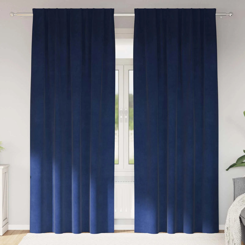 Blackout Curtains 2 pcs Dark Blue 140 x 225 cm Velvet