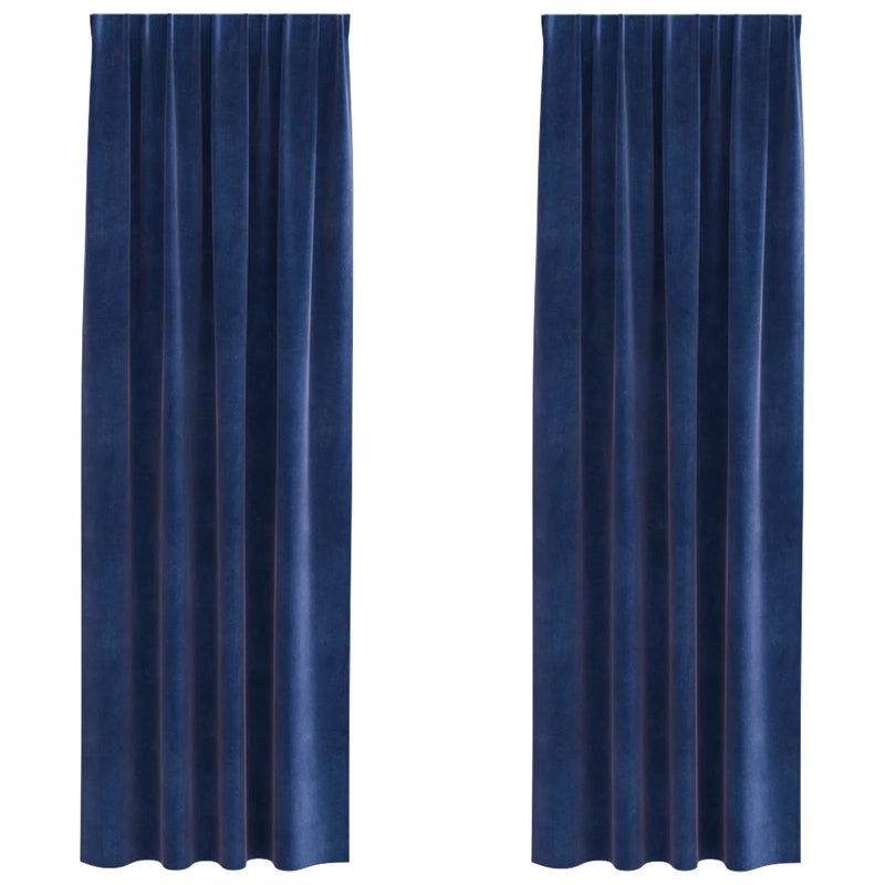 Blackout Curtains 2 pcs Dark Blue 140 x 225 cm Velvet