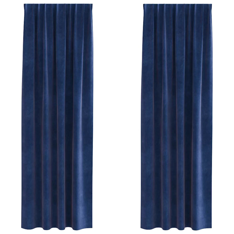Blackout Curtains 2 pcs Dark Blue 140 x 245 cm Velvet