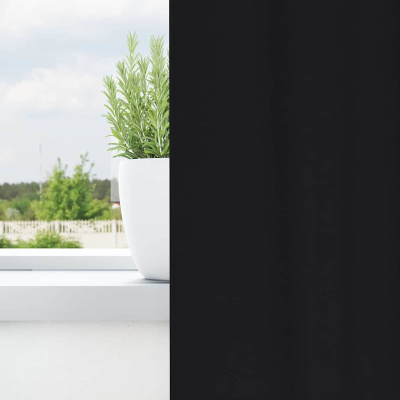 vidaXL Blackout Curtains with Rings 2 pcs Black 245 x 140 cm Polyester